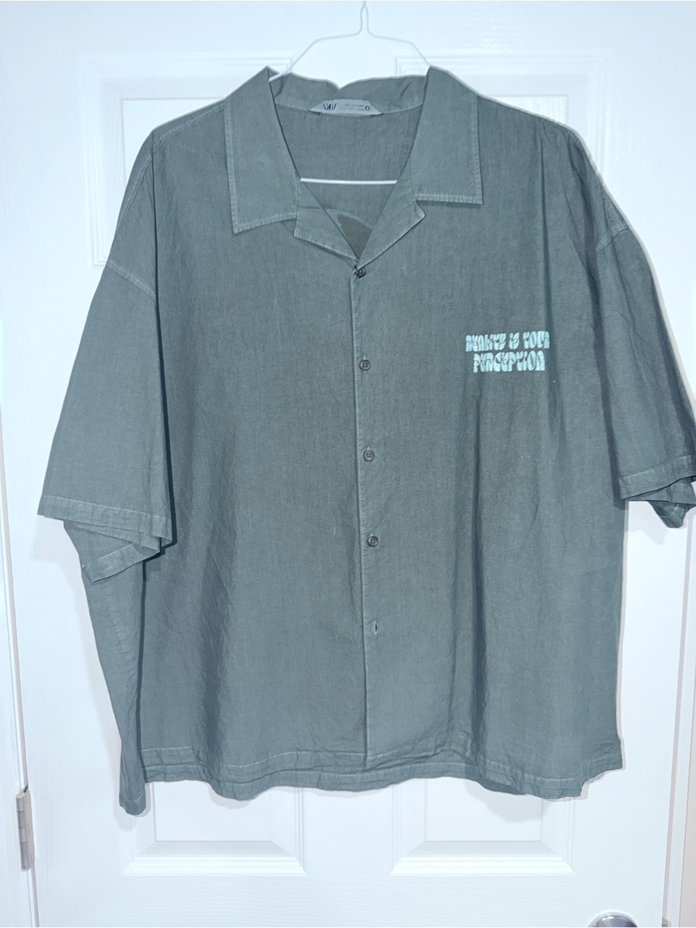 Zara Men's Short-Sleeve Button-Down Shirt - Gray